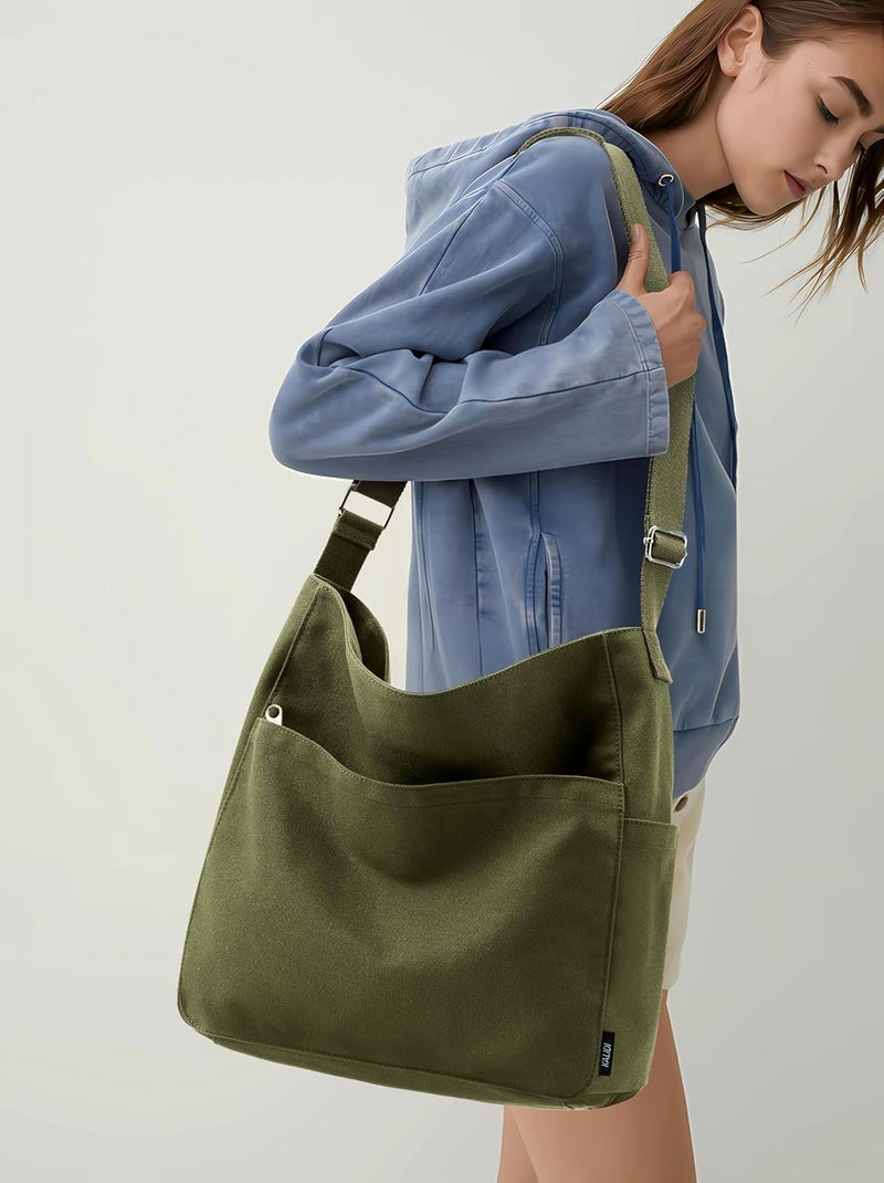 KALIDI FANCY FOREST KALIDI Canvas Tote Bag Large Hobo Crossbody Shoulder Handbag Zipper Messenger Bag for Women or Men Casual College Work - Image 3